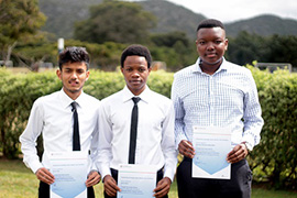 Young students with certificates