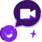 smile emoji and a video icon on a speech bubble