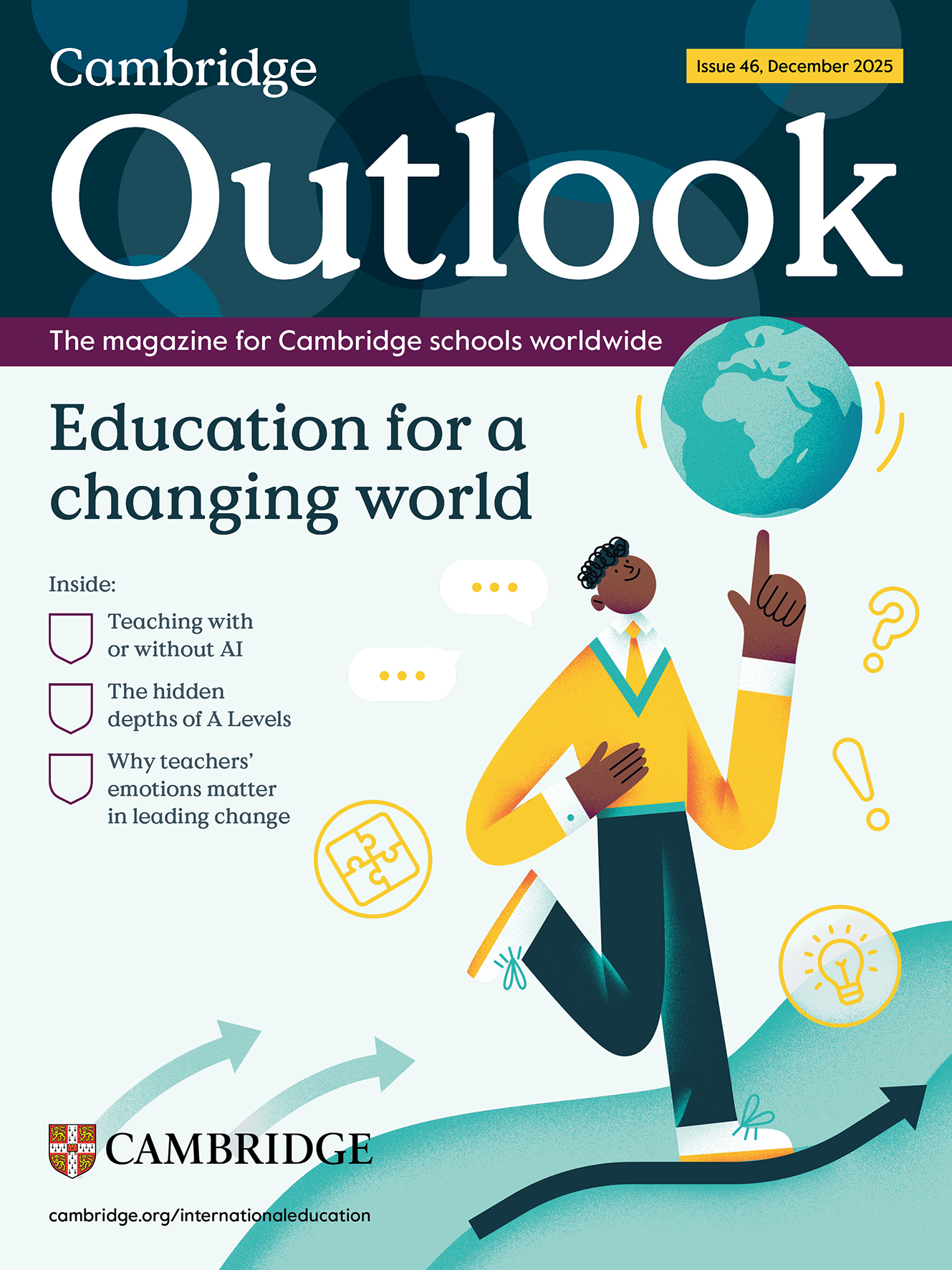 A man holding a globe on his pointing finger