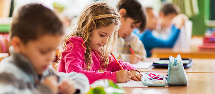 Primary children in a classroom