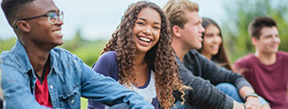 Group of students sitting outside