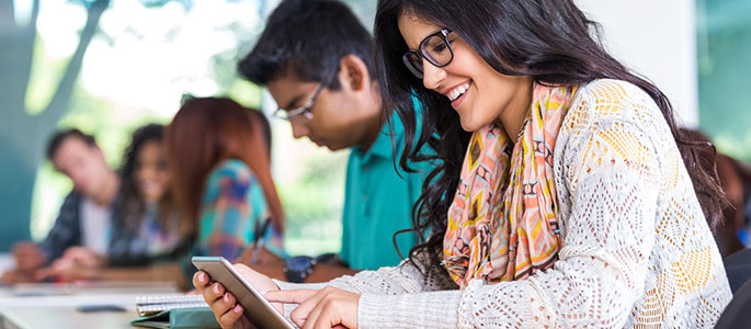 Cambridge students in group work