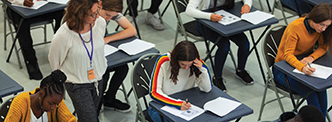 Young people sitting an exam