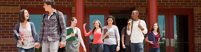 Students walking outside of school